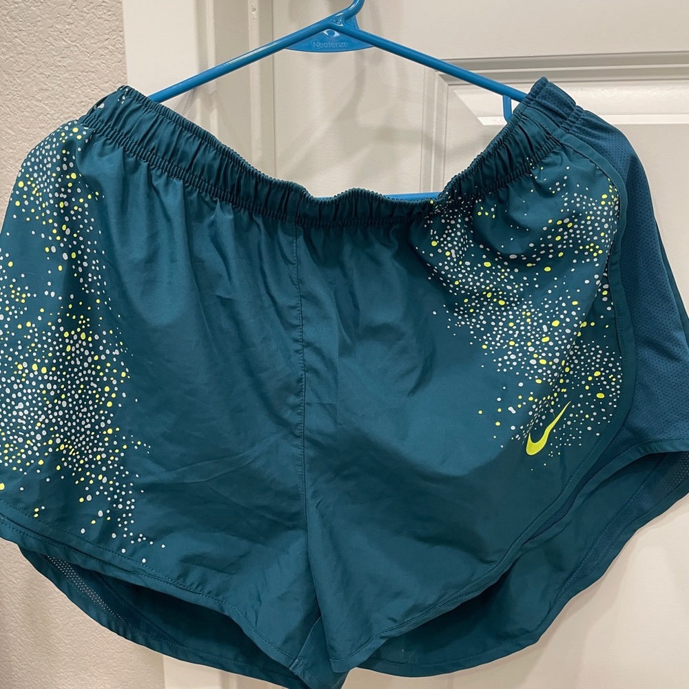 Nike Women's Athletic Shorts in Teal and Yellow